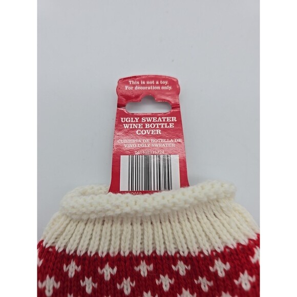 Merry Moments Ugly Sweater Wine Bottle Cover Rudolph the Red Nose Reindeer - Picture 3 of 6